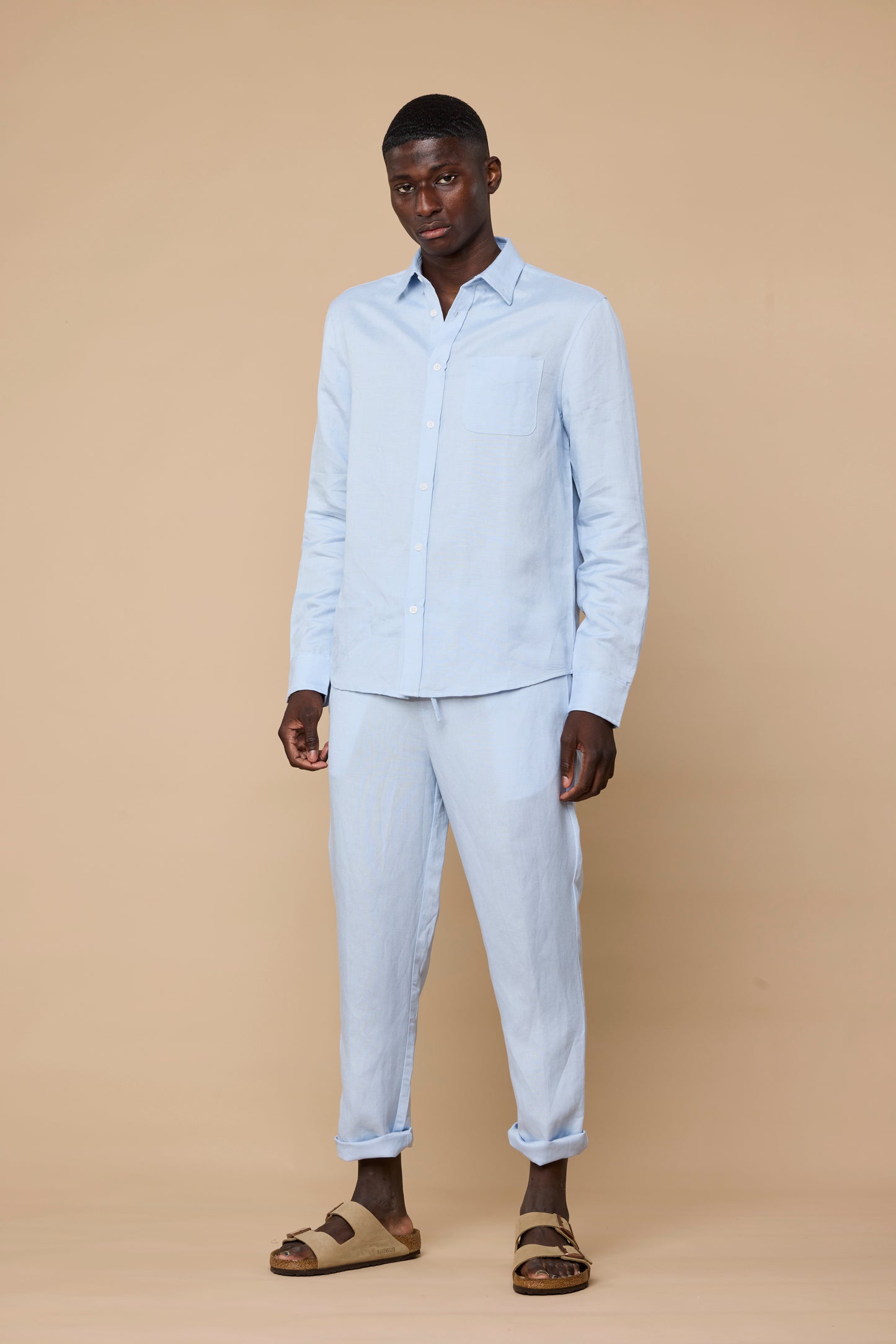 ELVIRO LINEN PANTS - LIGHT BLUE