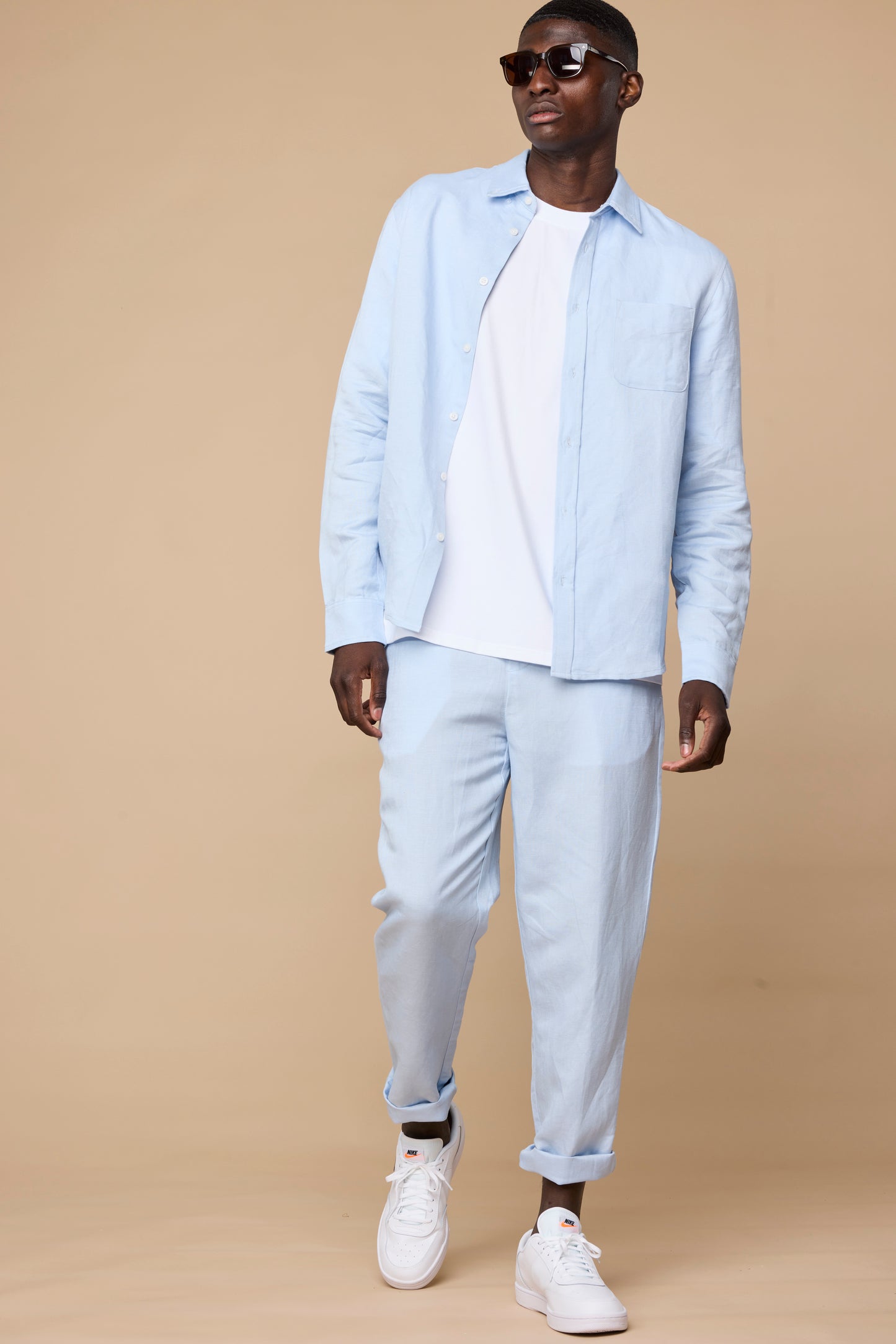 ELVIRO LINEN PANTS - LIGHT BLUE