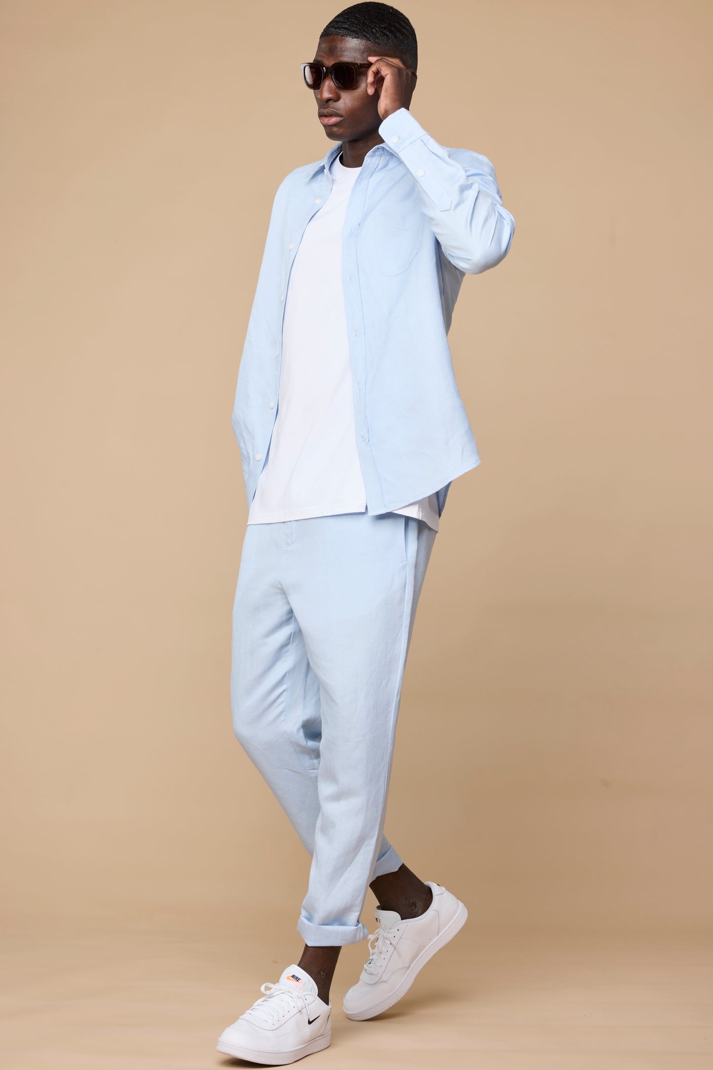 ELVIRO LINEN PANTS - LIGHT BLUE