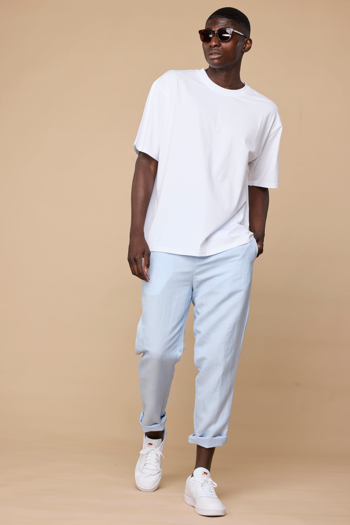 ELVIRO LINEN PANTS - LIGHT BLUE