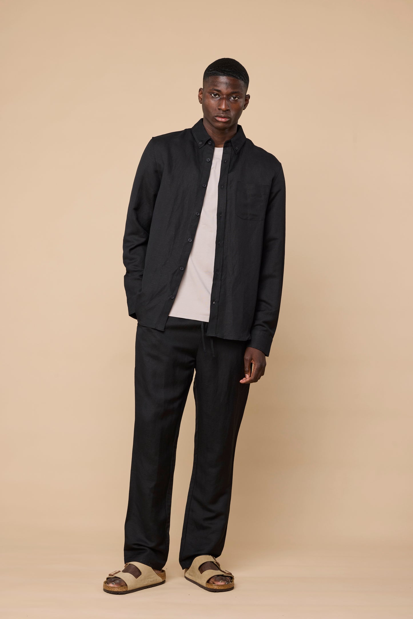 ELVIRO LINEN PANTS - BLACK