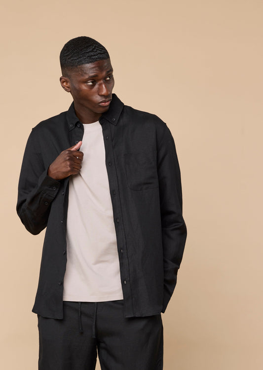 ELVIRO LINEN SHIRT - BLACK