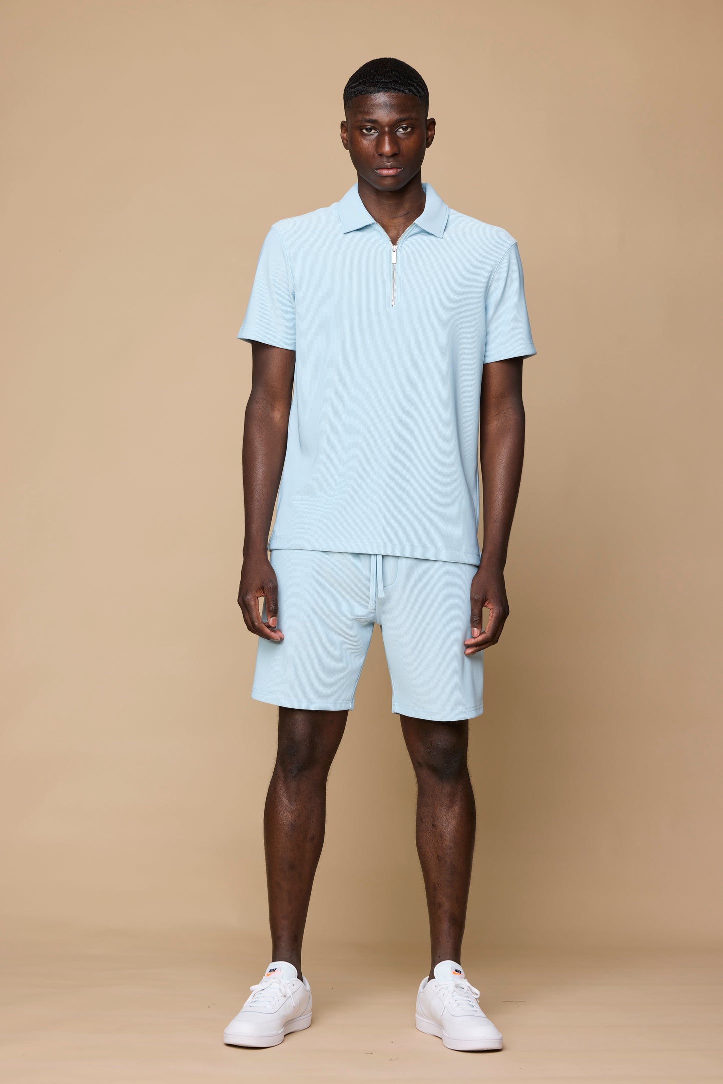 ALONZO ZIP POLO - LIGHT BLUE