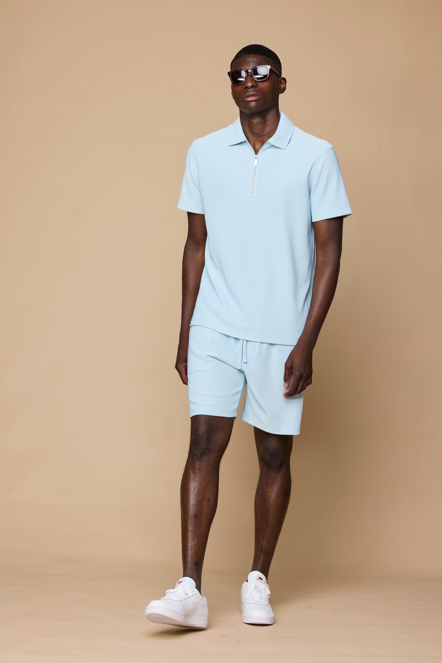 ALONZO ZIP POLO - LIGHT BLUE